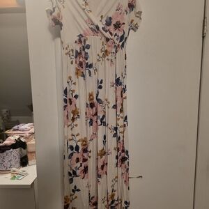 Floral Maxi Dress - Pink and Blue